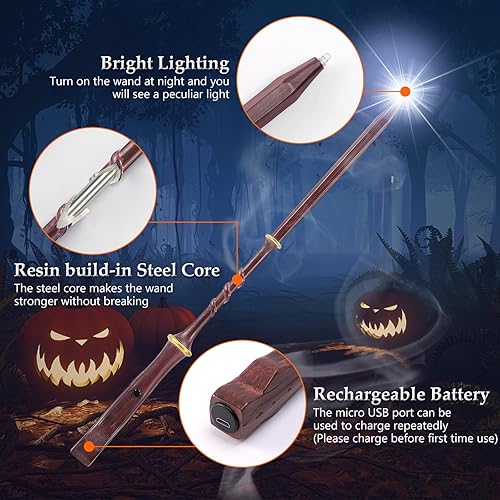 Miniatura 2 de ChampWe Varita mágica iluminadora recargable para niños, colección de brujas, accesorios de cosplay con libro de hechizos y caja de regalo (espada)