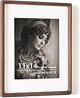 Handcrafted 11x14 Walnut Wood Picture Frame - USA Sourced, Matted for 8x10 Photos, HD Tempered Glass, Gallery Wall Display