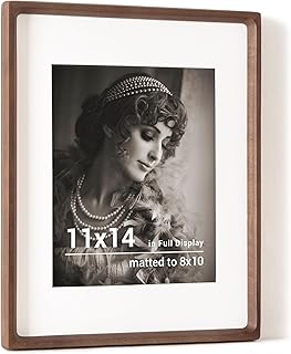 11x14 Picture Frame, USA-Sourced Walnut Wood Photo Frames with HD Temper...
