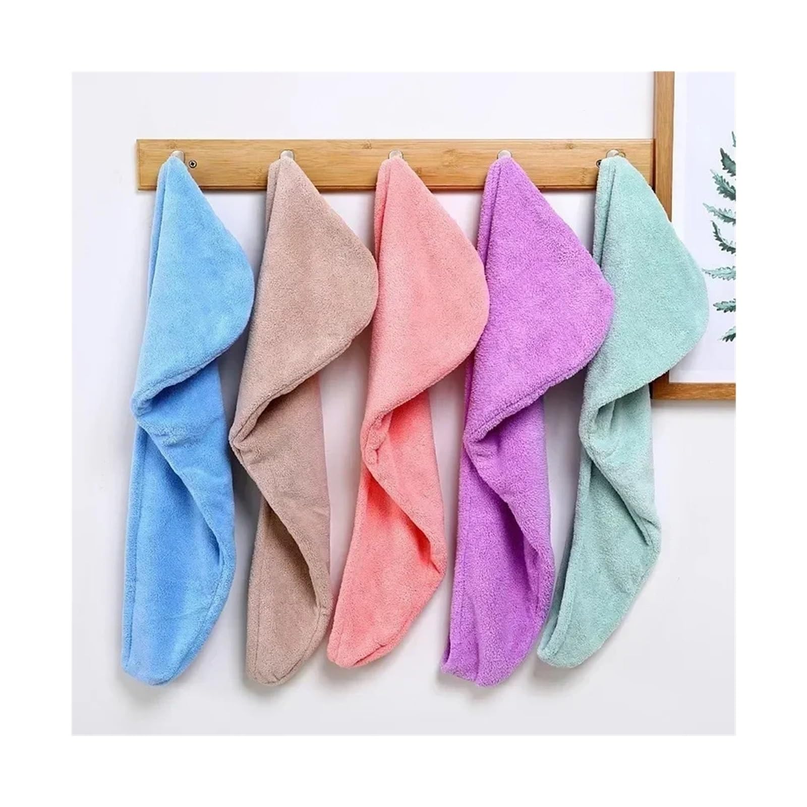Toalla de Pelo Microfibra | Multicolor 4 piezas de secado rápido for mujeres después del secado del cabello del baño(Pink)