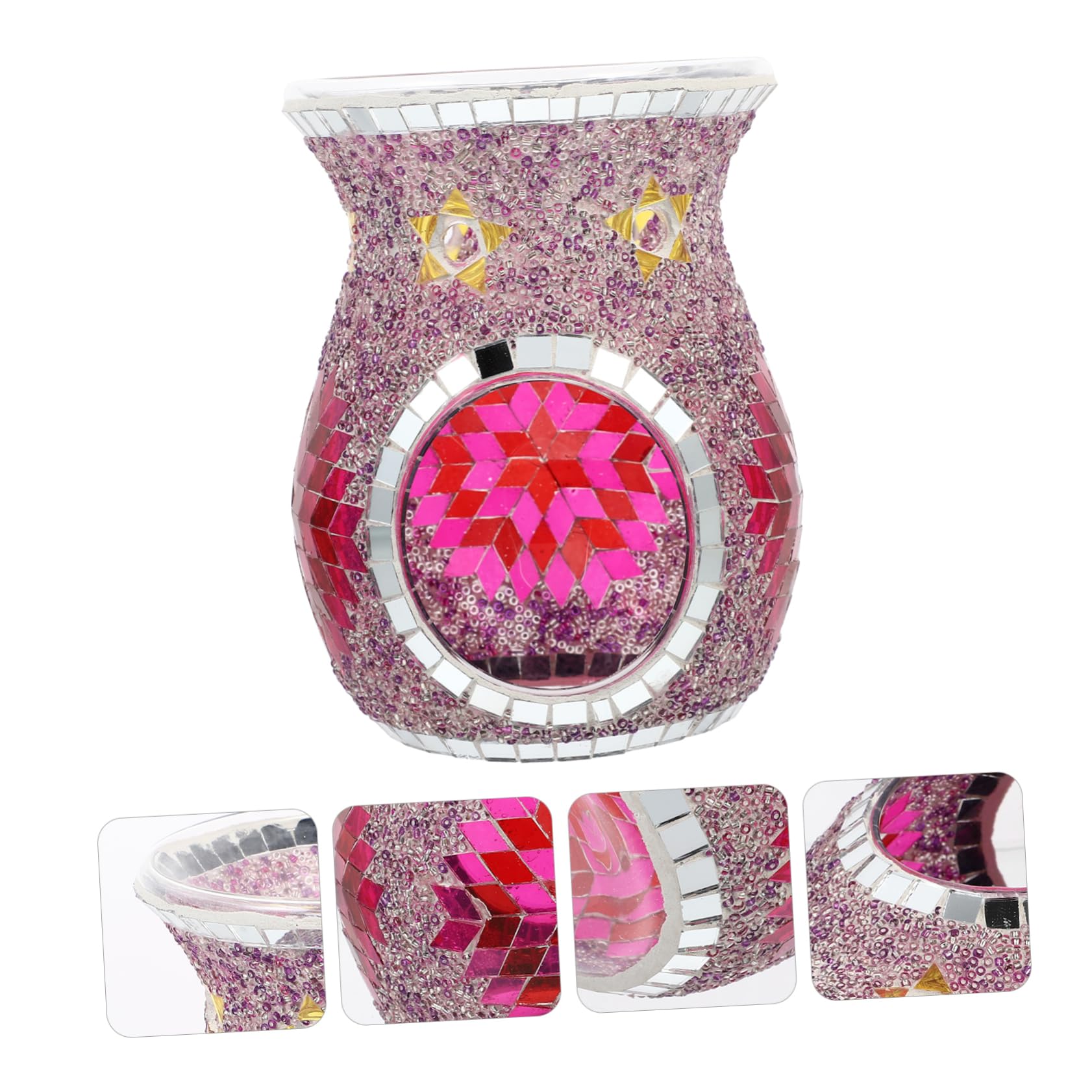 TOPBATHY 1 Pc Quemador De Aromaterapia De Vidrio Quemador De Aceite De Mosaico Quemador De Aceite De Aromaterapia Quemador De Fragancia Aceite Aromático Aceite Esencial Nacionalidad Púrpura