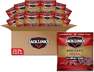 Beef Jerky, Original, Multipack Bags - Flavorful Meat and Protein Snacks for Lunches, Great Stocking Stuffers, Individual Packs - 7g of Protein, Made with 100% Beef - 0.625 oz (Pack of 20)