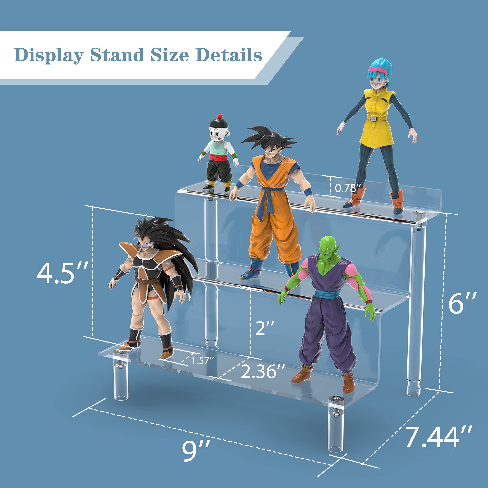 Janaden Acrylic Risers Display Stand 3 Tier Clear Acrylic Display Shelf