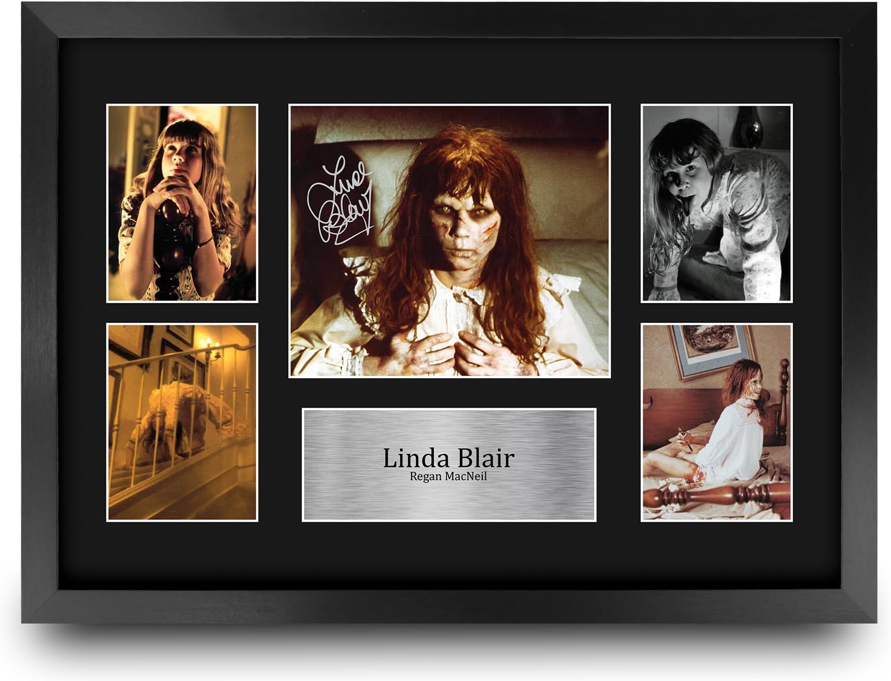 HWC Trading Linda Blair The Exorcist Gifts Printed Signed Autograph Picture Display for Movie Memorabilia Fans - 16" x 12" Framed
