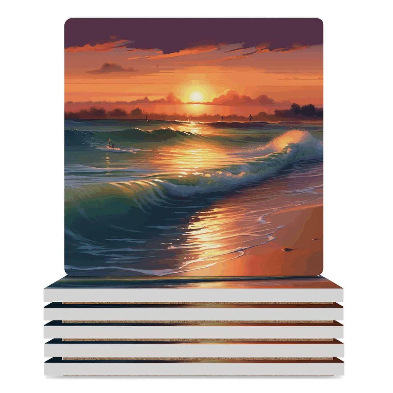 Sous-verres carrés céramique anti-trace et tache pour protection table