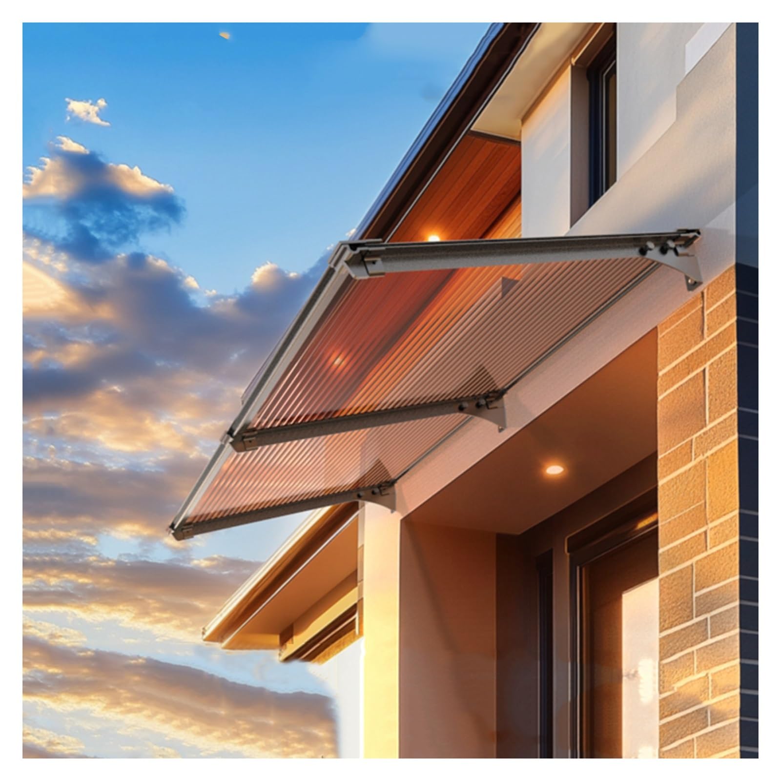 Auvent de porte en polycarbonate transparent de protection pluie et neige
