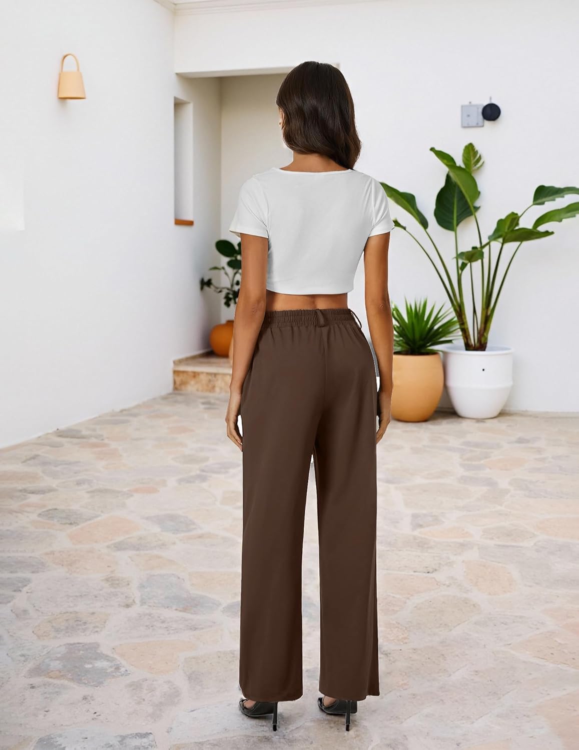 FireSwan Wide Leg Pants Woman Palazzo Casual Slacks High Waisted Trousers Loose Business Work Dress Office Pockets - Image 3