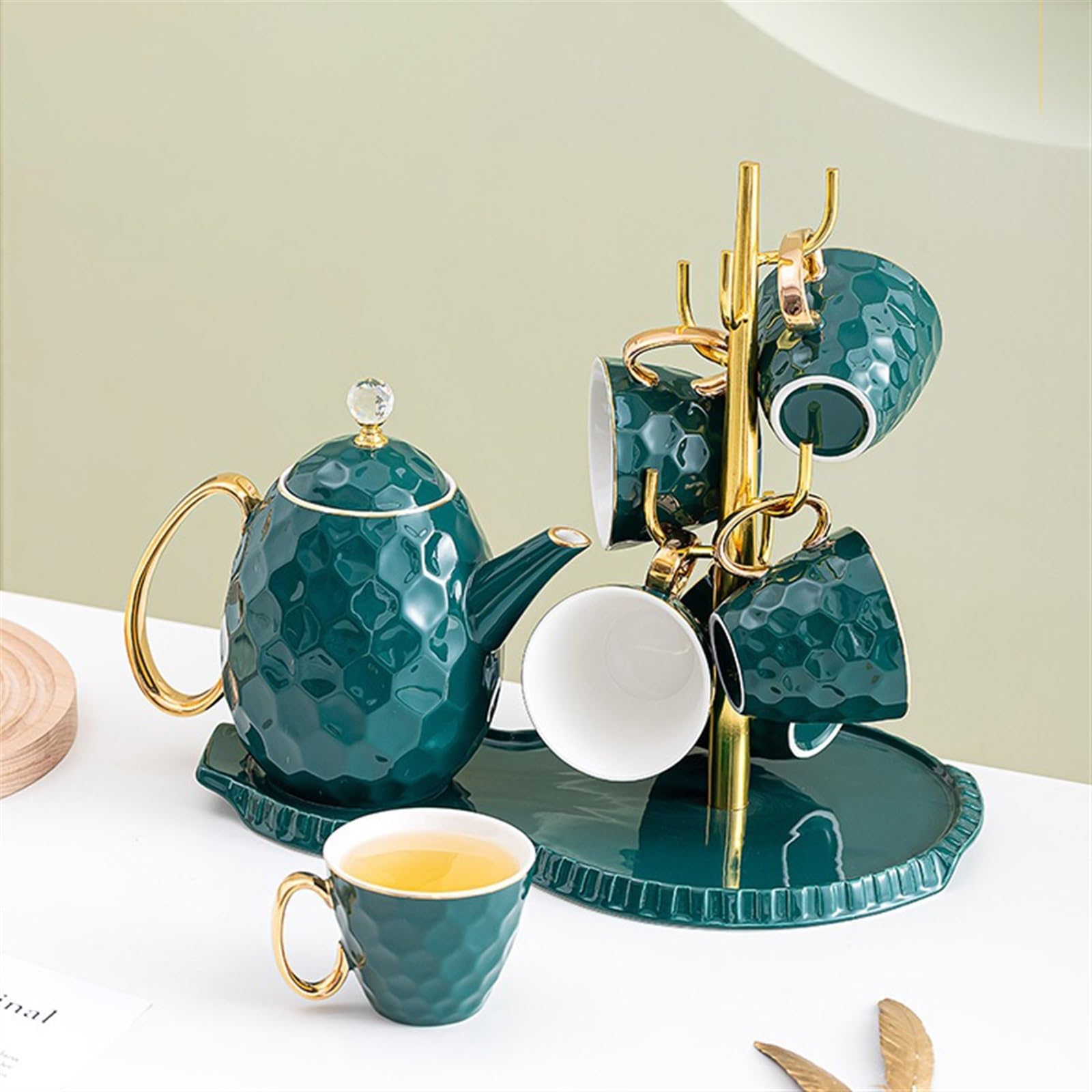 Couverts à boissons Tasse à thé moderne bouilloire tasse ensemble ménage tasse à boire en céramique famille salon hospitalité Pichet Eau(Blanc)