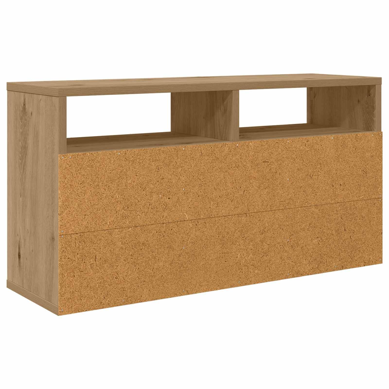 Lowboard 72 x 22,5 x 38 cm, rękodzieło, dąb | Drewno inżynieryjne, 3 szuflady, 2 półki, wpuszczane uchwyty, szafka na książki