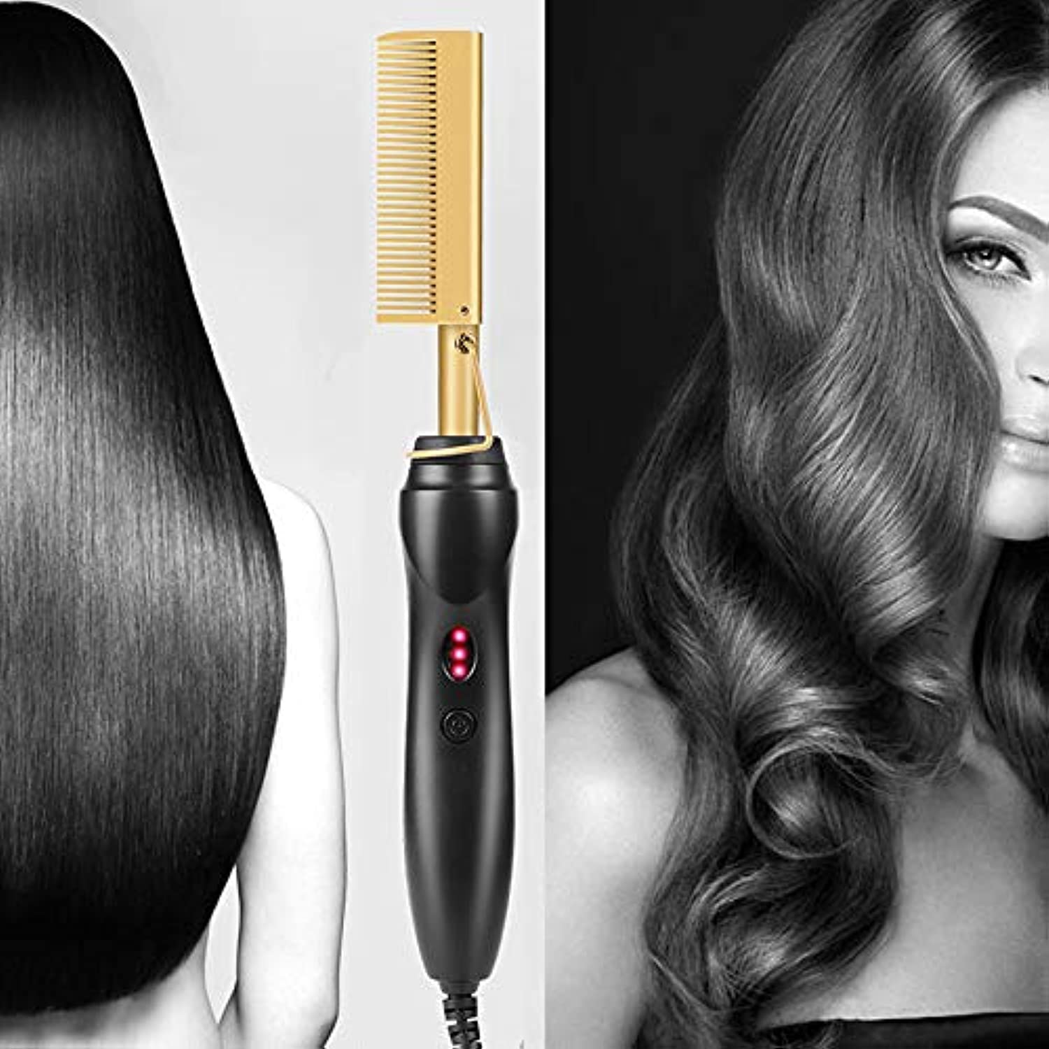 2 in 1 Hot Comb Straightener Electric Hair Straightener Hair Curler Wet Dry Use Hair Flat Irons Hot Heating Comb For Hair