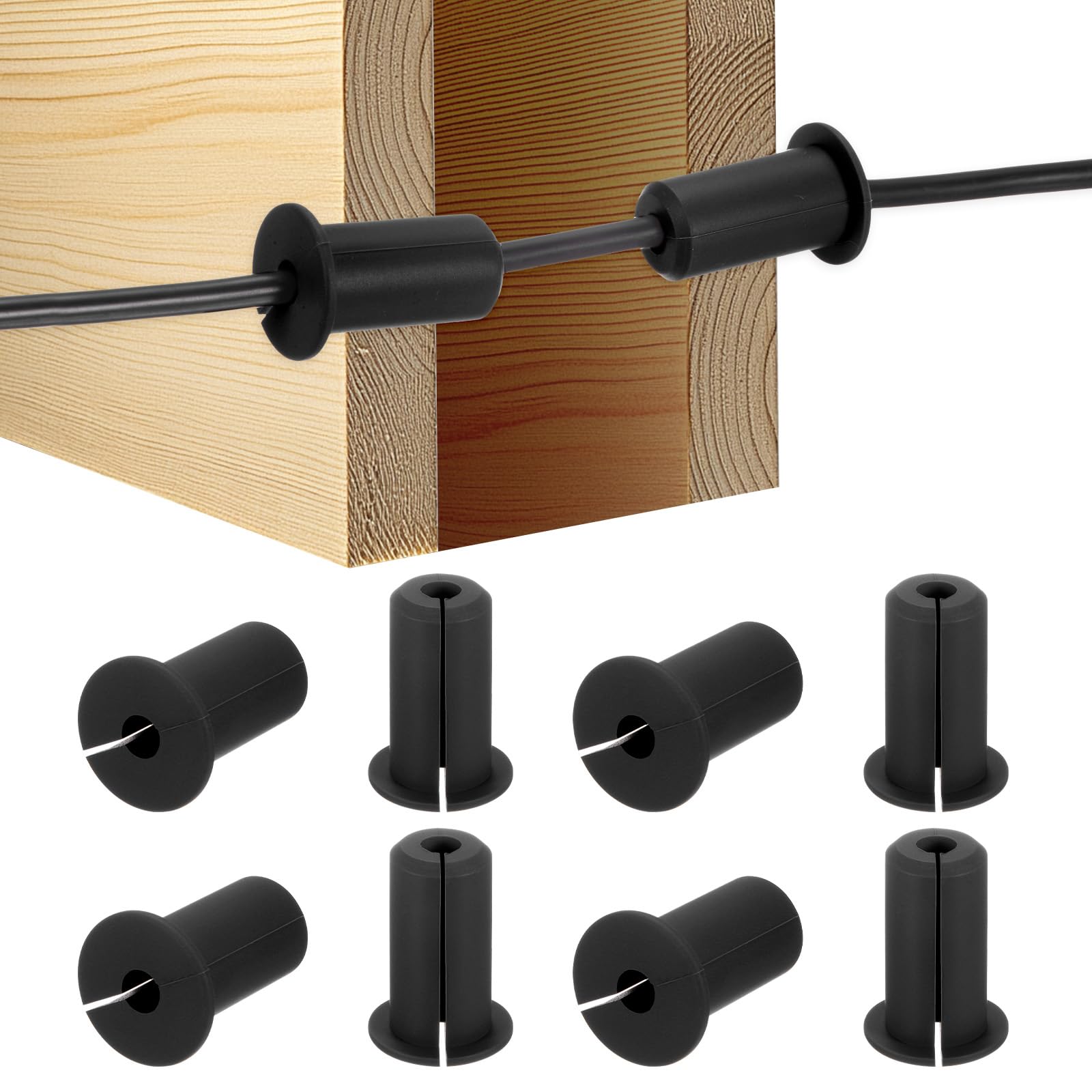 M METERXITY 8-Pack Cable Routing Kit, for 3/4 Inch Wall Hole Silicone Feed Through Wall Grommet Cable Punch Grommet Wall Hole Cover Bushing for