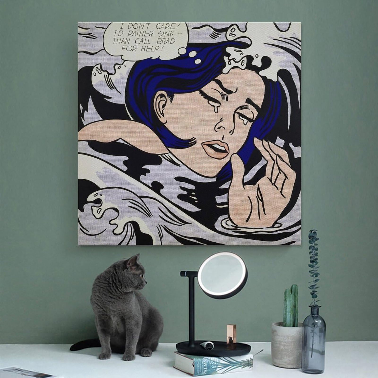 Amazon.co.jp: ロイ・リキテンスタイン「溺れる少女」絵画 モダン