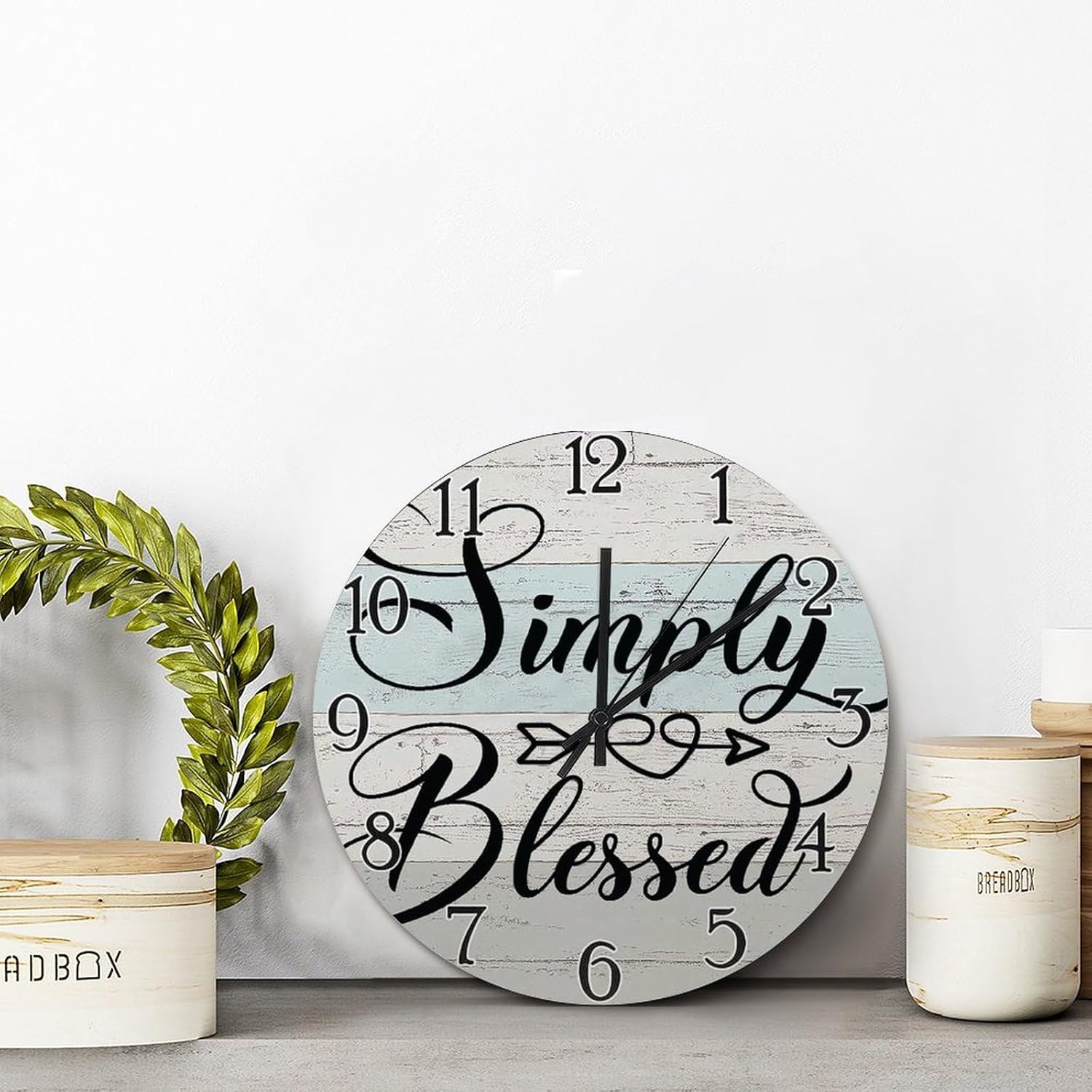 Simply Blessed Clock Christian Jesus Quote Large Wall Clocks Battery Operated 15 Inch Silent Non-Ticking Bible Verse Home Decor Wall Decor for Living Room Kitchen Bedroom Bathroom