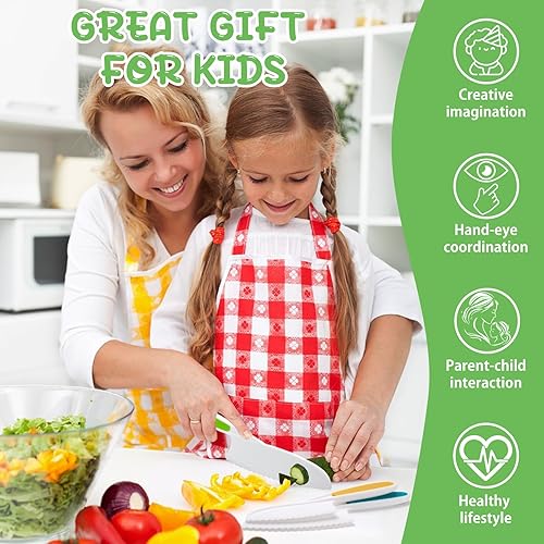 Miniatura 7 de ONUPGO Juego de cuchillos para niños de 13 piezas, cuchillos aptos para cocina real, Montessori, herramientas de cocina a prueba de niños, incluye