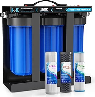 RV Water Filter System, 0.01 Micron RV Water Filtration System, 5-Stage PP+CTO+UF Filtration,Filters Out Sediments, Chlorine, Vocs, Heavy Metals, Odors for Pure Drinking Water, 1