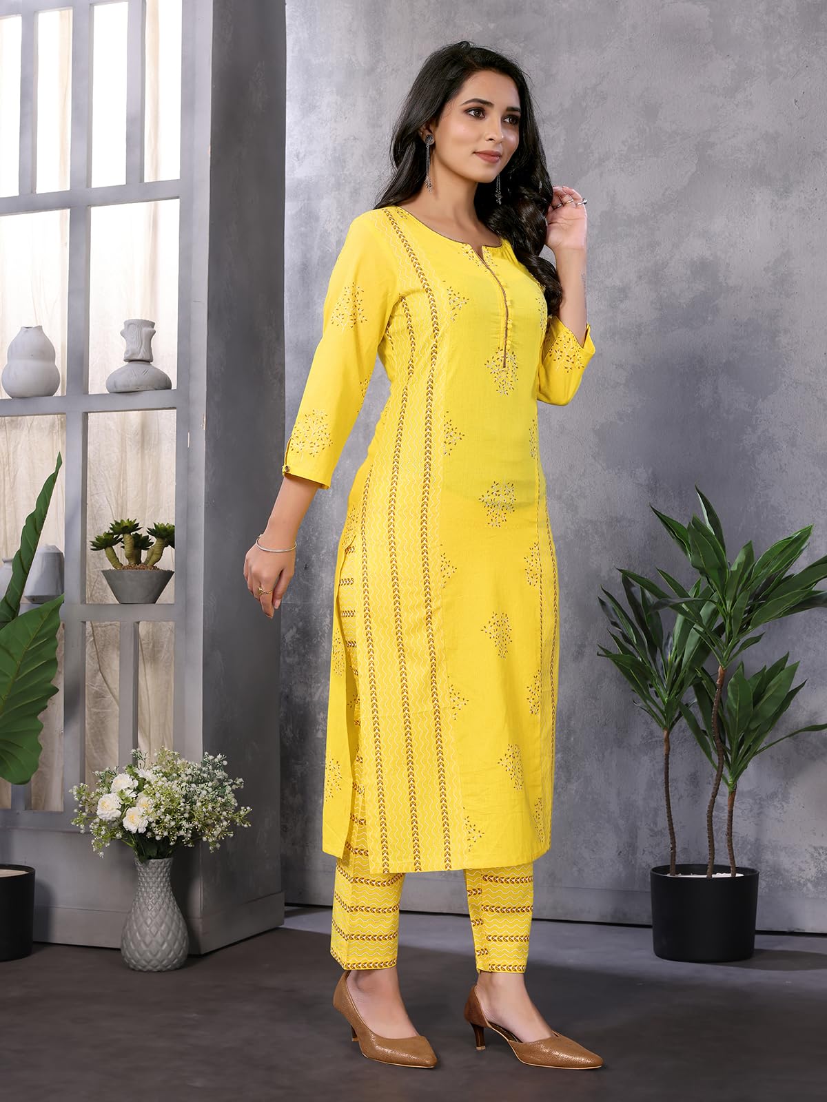 rangita Kurta Damen Hose Kurta Baumwolle bedruckt