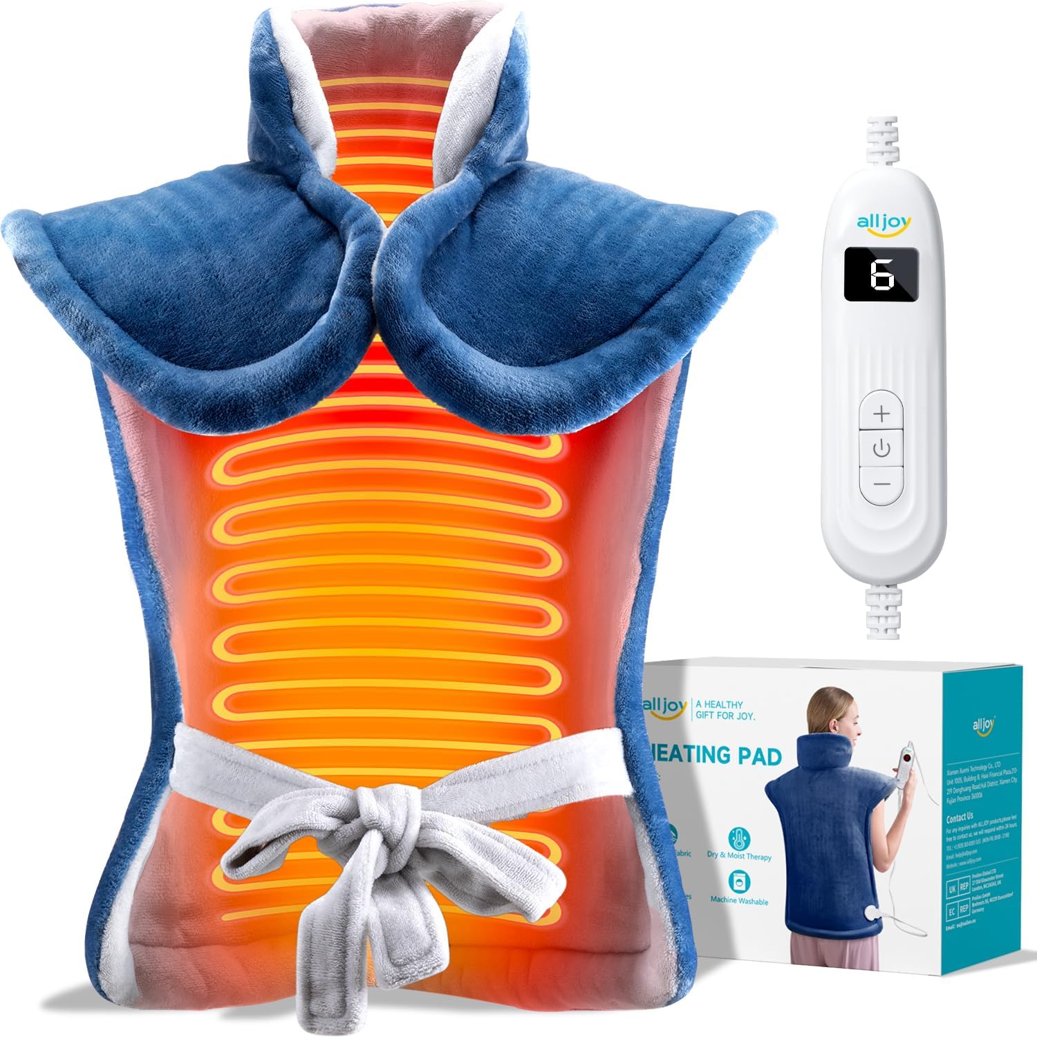 Heating Pad for Back Pain Relief, 24"x33" Weighted Heating Pads for Neck and Shoulder, Back Heating Pads Fast-Heating with 10 Heat Settings, 4 Timing Setting Full Body Heating Pad, Gifts for Women Men