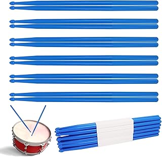 12 pairs Drumsticks, High-Quality 5A Drum Sticks, Non-slip Drumsticks Perfect for Practice, Performance and Relaxation, Available in Vibrant Assorted Blue by KUKLIPJIM
