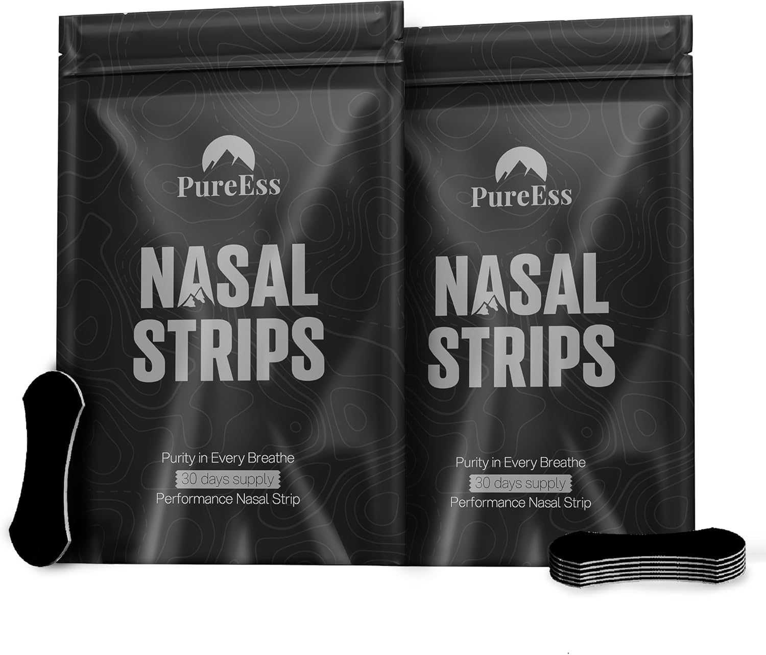 Pure Ess Nasal Strips for Snoring - 60 Count | Extra Strength Performance Nose Strips Breathing | Nasal Strips for Sleep, Exercise, Gym, Hiking | Instant Nasal Congestion Relief, Reduce Snoring (60)