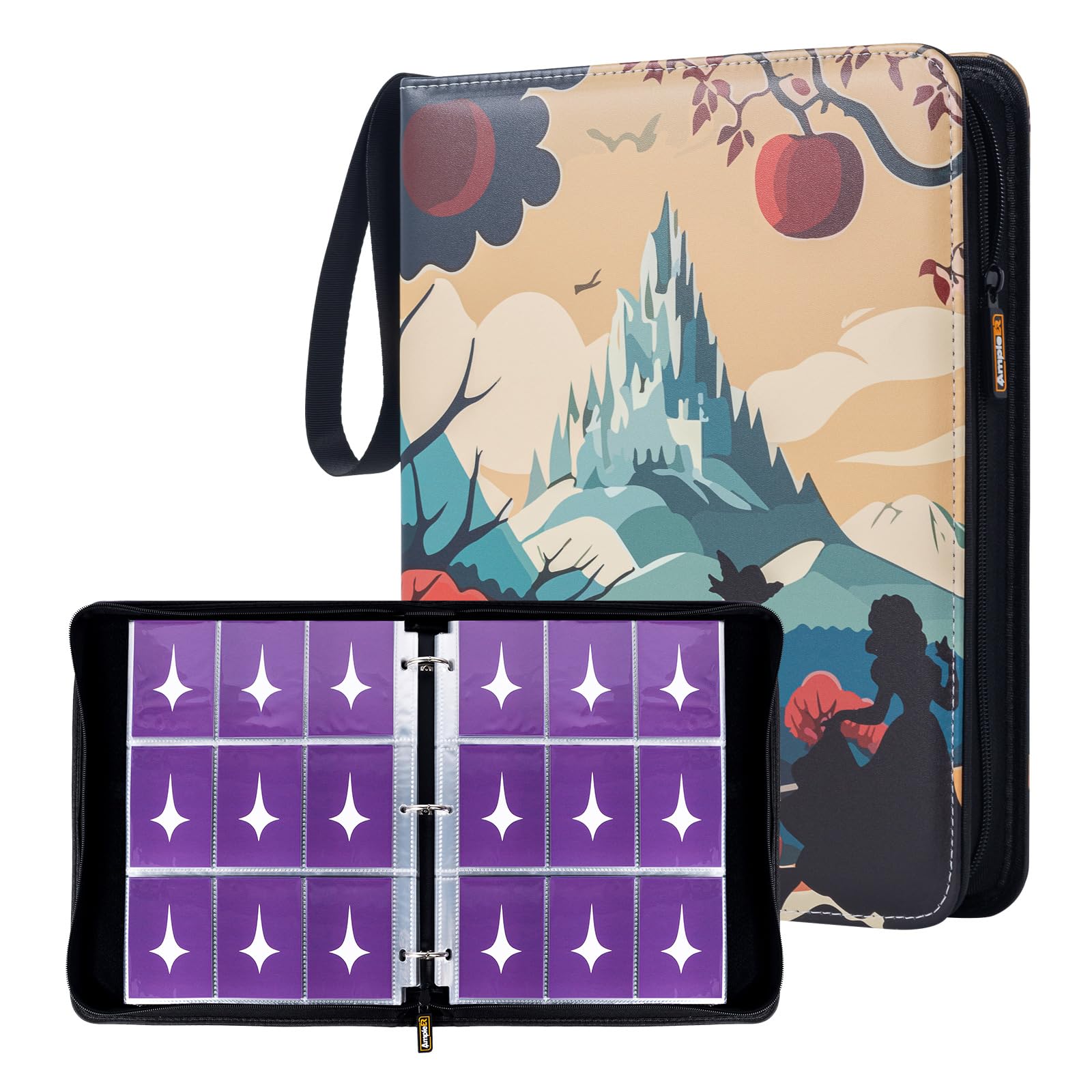 Ampleer Trading Card Binder, 9 Pocket Sleeves Compatible with 900 Lorcana Cards, fits for MTG TCG Storage Display Collection (SW)