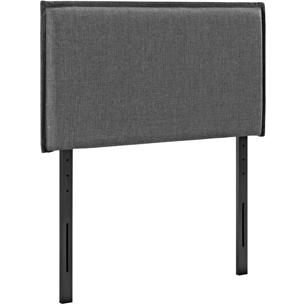 Modway Camille Linen Fabric Upholstered Twin Headboard in Gray with French Piping