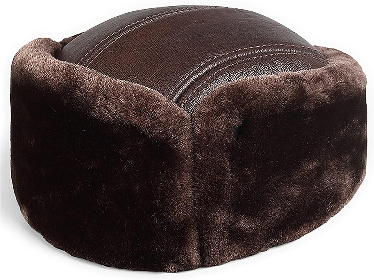 Winter Hats,Bomber Hat Unisex Trapper Trooper Hat Winter Faux Fur Bomber Hats Hat with Ear Flap for Hiking,Brown-55-56cm