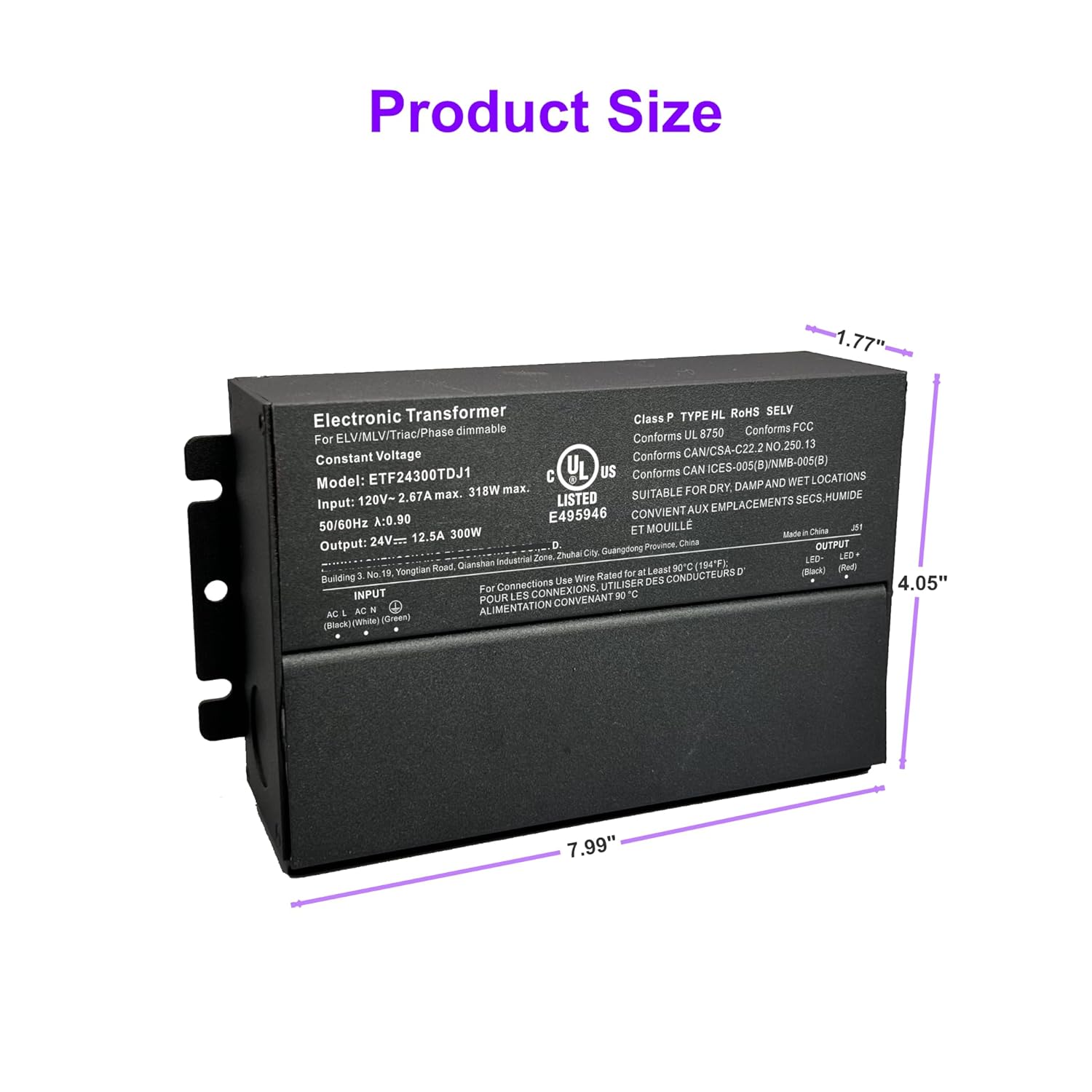 24V 200W Dimmable LED Driver, 120V AC to 24V DC Power Supply, UL Listed Class 2 & UL-RC, Type HL for LED Strip Lights, Panel & Landscape Lighting