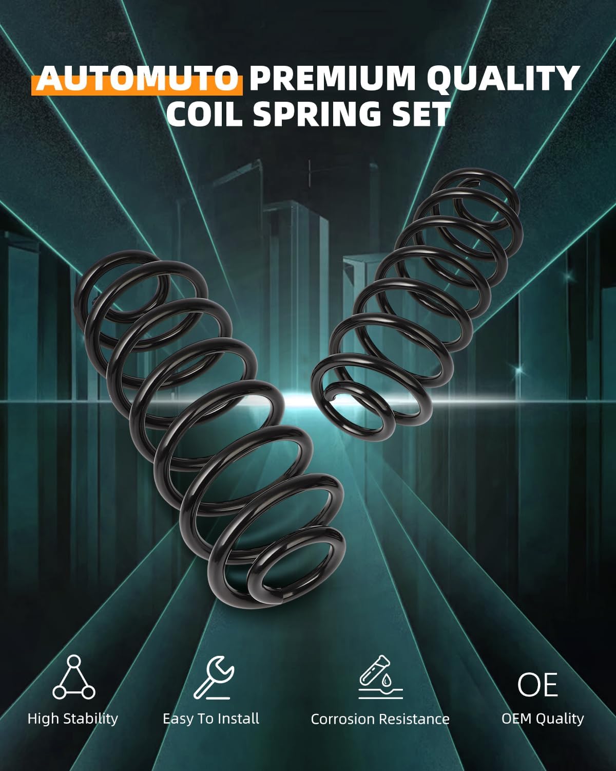 AUTOMUTO 2X Rear Suspension Coil Spring Set Fits for 1998-2011 for Ford Crown Victoria, 1994-2011 for Lincoln Town Car, 1998-2011 for Mercury Grand Marquis, Driver and Passenger Side, Replace CC865