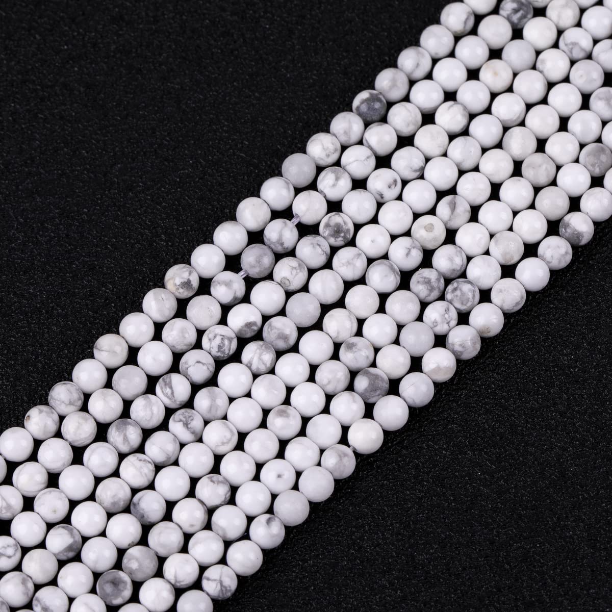 GEM-Inside Natural 3mm White Howlite Round Gemstone Semi Precious Loose Beads for Jewellery Making 15''