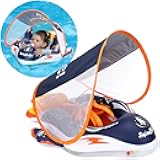 Swimbobo Inflatable Baby Swimming Float with Safe Bottom Support and Retractable Fabric Canopy for Safer Swims (Space Blue, Large)