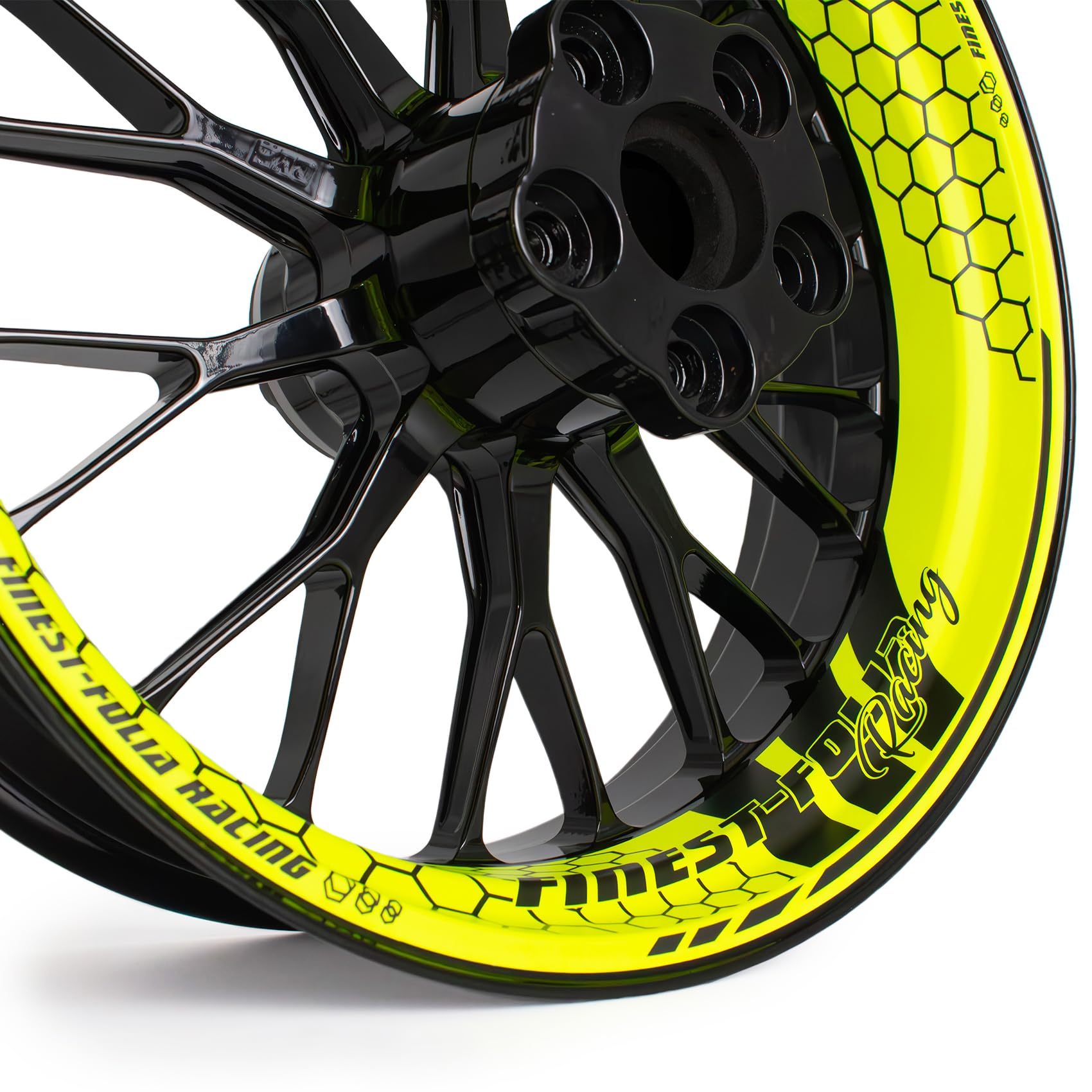 Set di 4 adesivi per letto della ruota per cerchi da 17 pollici, decorazione completa in pellicola per adesivi per cerchioni moto, autoadesivi, impermeabili, resistenti ai raggi UV MR021 (11-02 Giallo