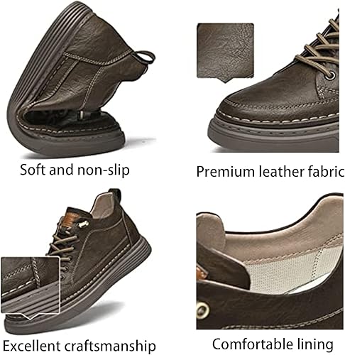 Miniatura 4 de Zapatos Oxford casuales de cuero para hombre, zapatos de vestir de moda con cordones invisibles para aumentar la altura, suela antideslizante
