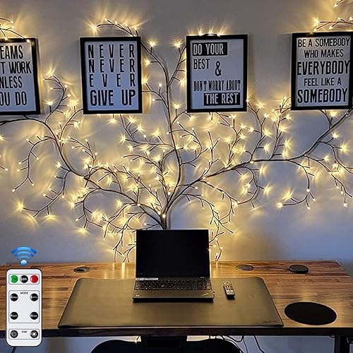 Miniatura 2 de Luces de árbol de pared para decoración del hogar, 7.9 pies, 144 luces LED blancas de abedul con cadena de luces blancas cálidas, luces de vid de