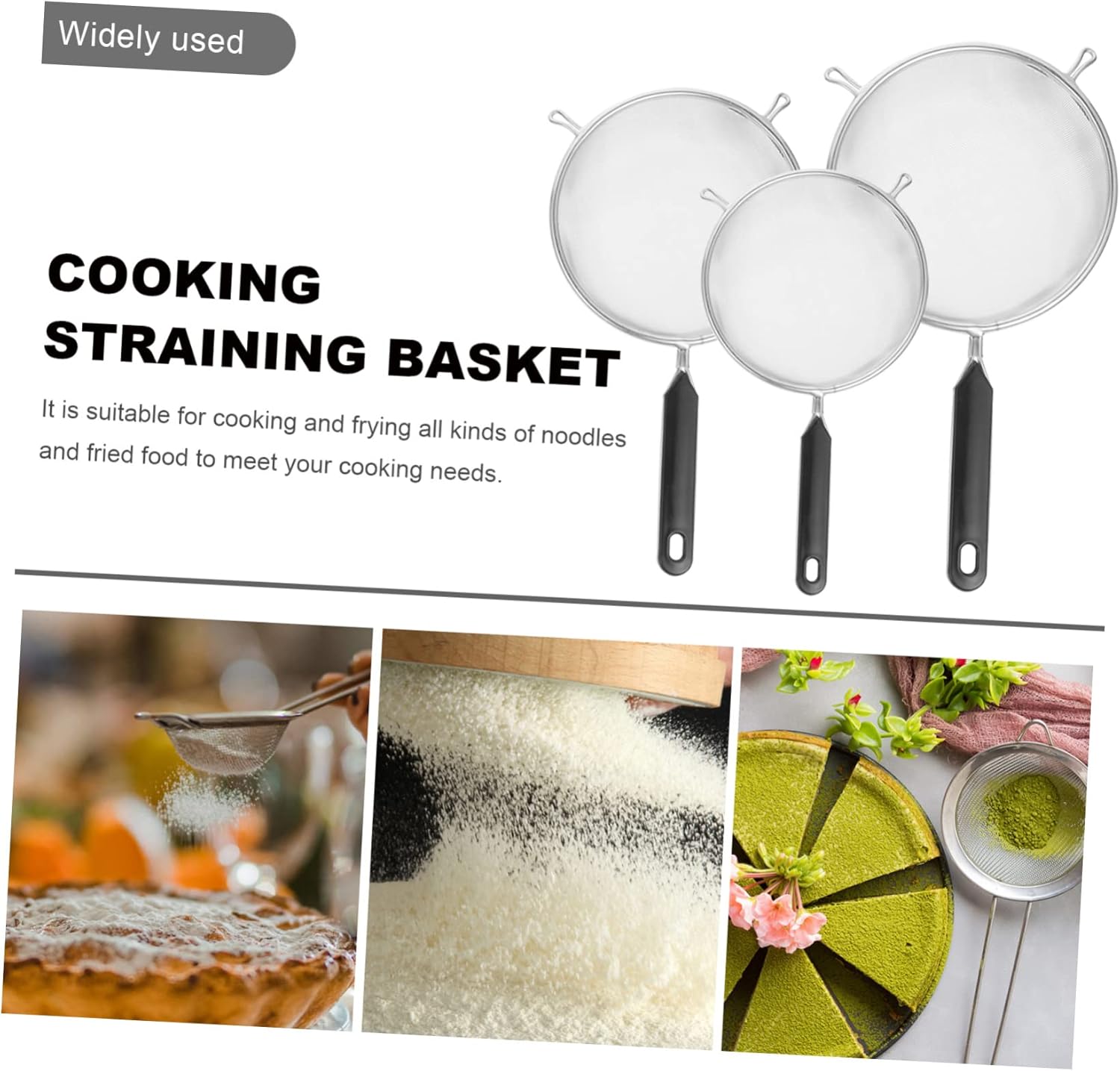 9 Pcs Stainless Steel Colander Frying Spoon Strainer Stainless Steel Ladle Mesh Strainer Pasta Basket Chinois Strainer Fine Filtering Ladle for Restaurant Mesh Filtering Ladle Wok