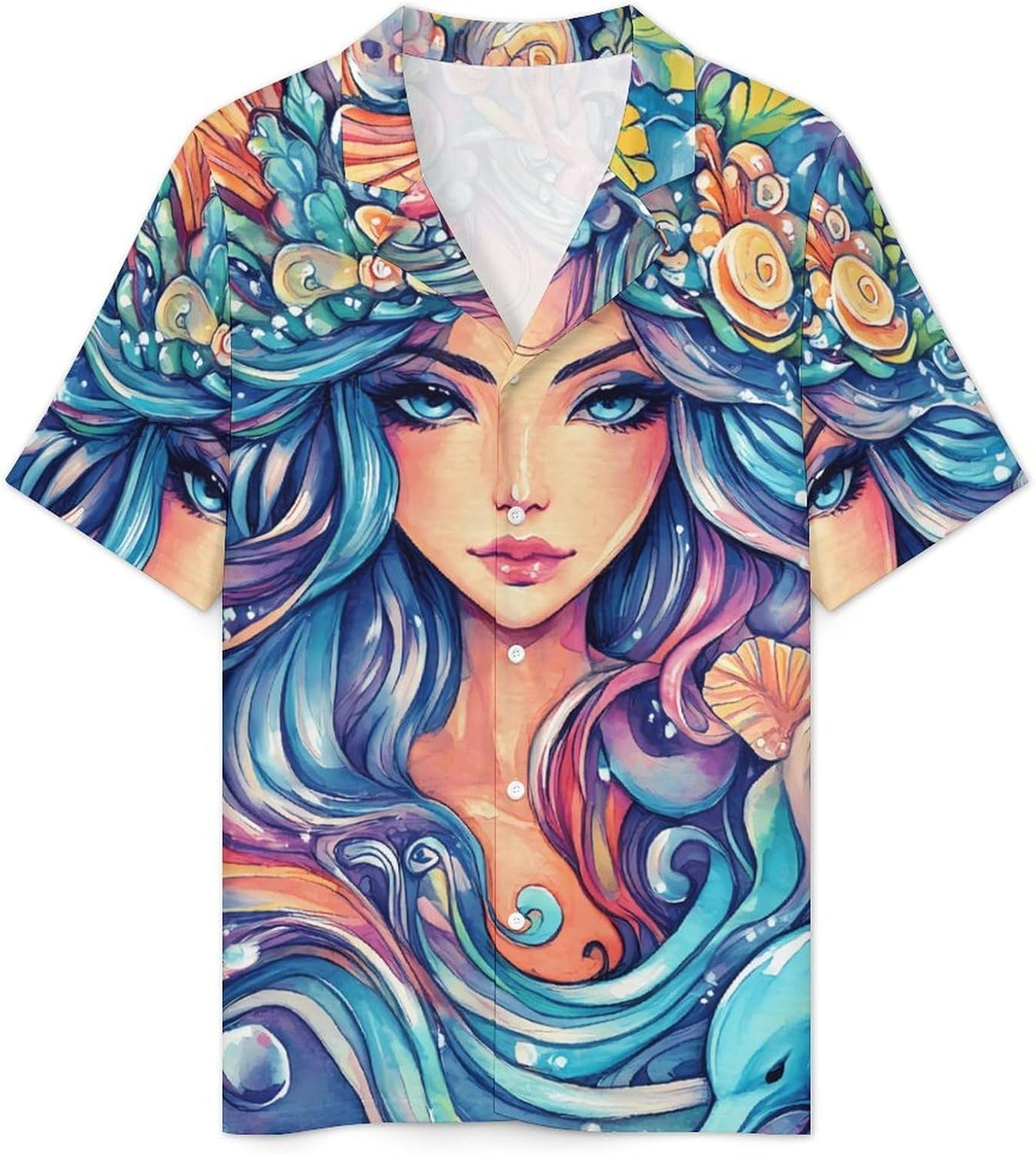 Thalassa Ocean God Greek Mythology Men's Short Sleeve Pajama Set Satin Silk Like Lounge Sleepwear