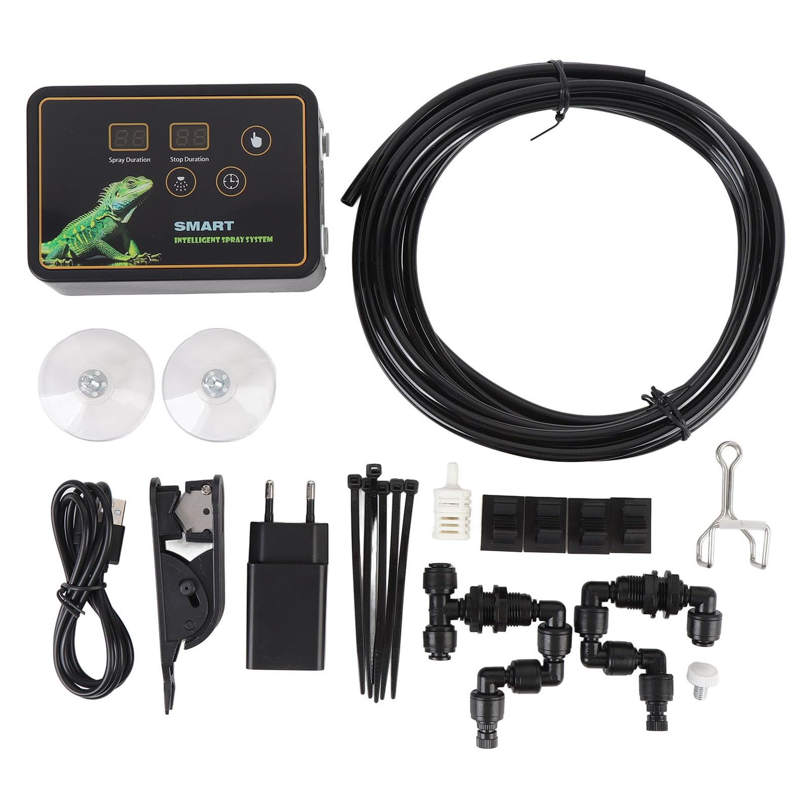 de nebulización con temporizador para tanque Rainforest, control táctil silencioso, pulverizador automático para reptiles con temporizador, boquillas ajustables 360, CC de 5 V,