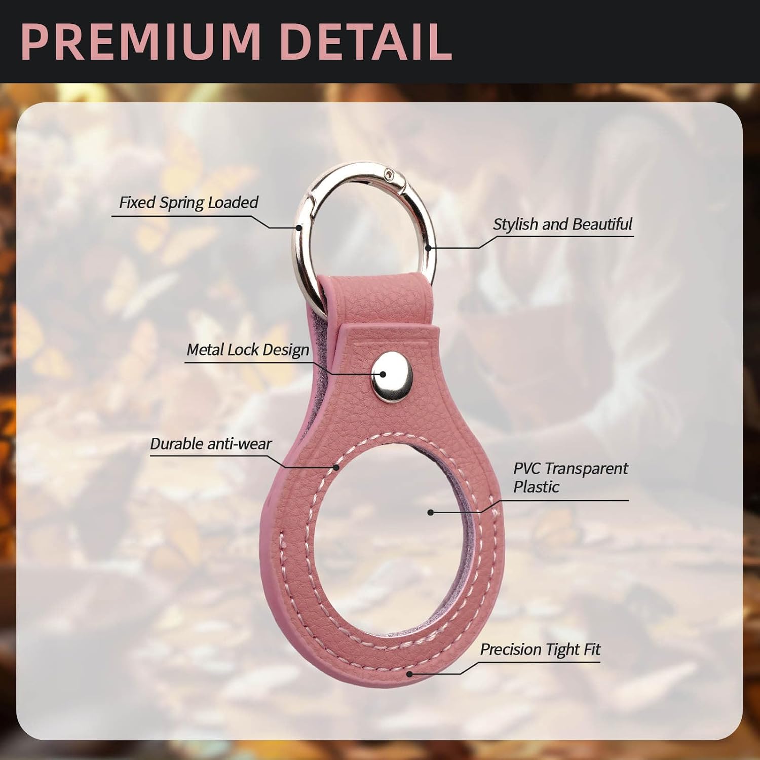 Premium Leather Coin Holder - Handmade Sobriety AA Coins Chip Keychain - Displays Both Sides of Sober Token Medallion Pet Challenge Coin - Pink Waterproof Scratchproof Soft PVC Key Ring