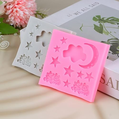 Miniatura 6 de Moldes de silicona con forma de nubes de luna y estrella, moldes de caramelo para bricolaje, pasteles, fondant, galletas, nubes, fondant, luna para