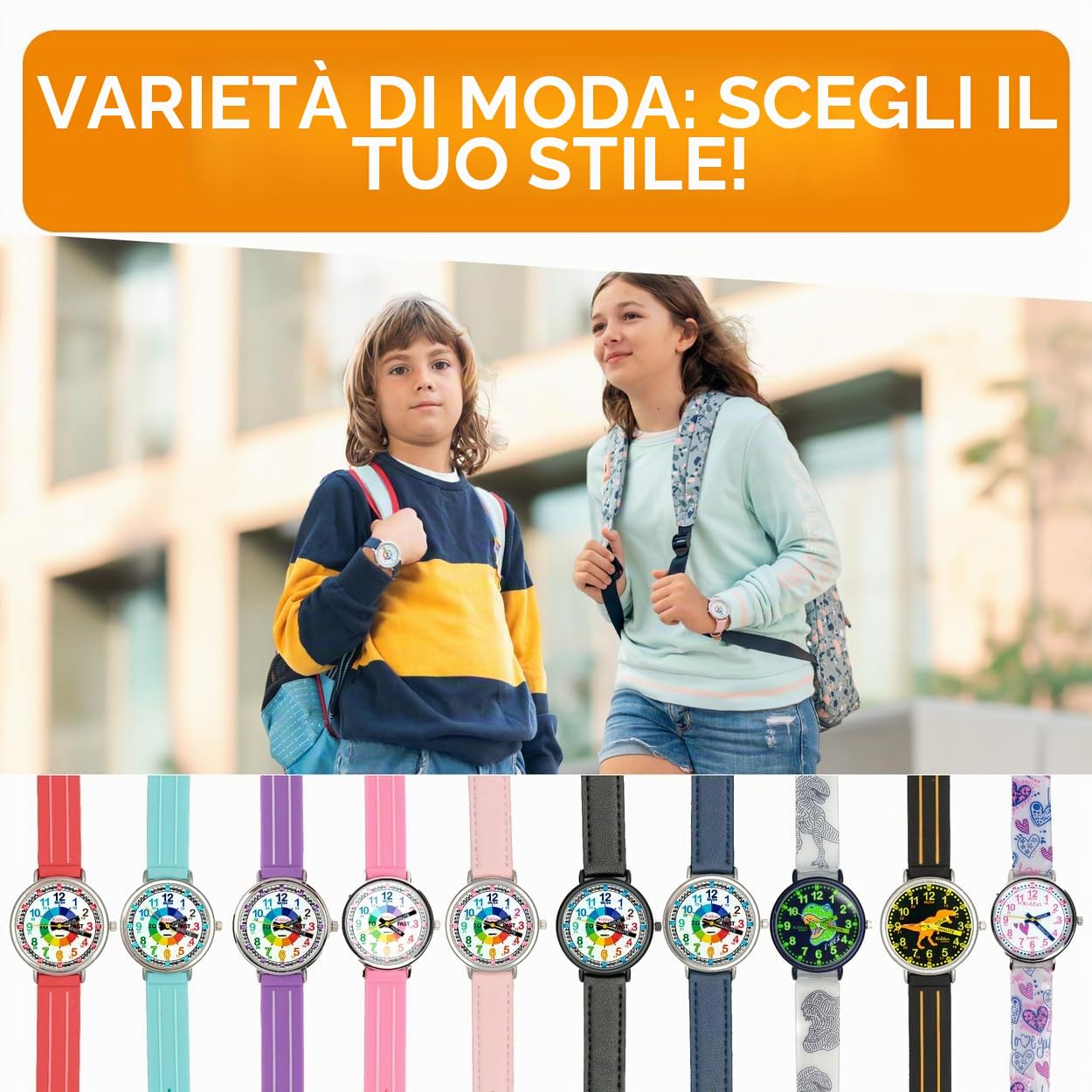 Kiddus Orologio Educativo per Bambino e Bambina dai 5 ai 10 Anni, Orologio Analogico Didattico per Imparare l'Ora, Movimento Giapponese