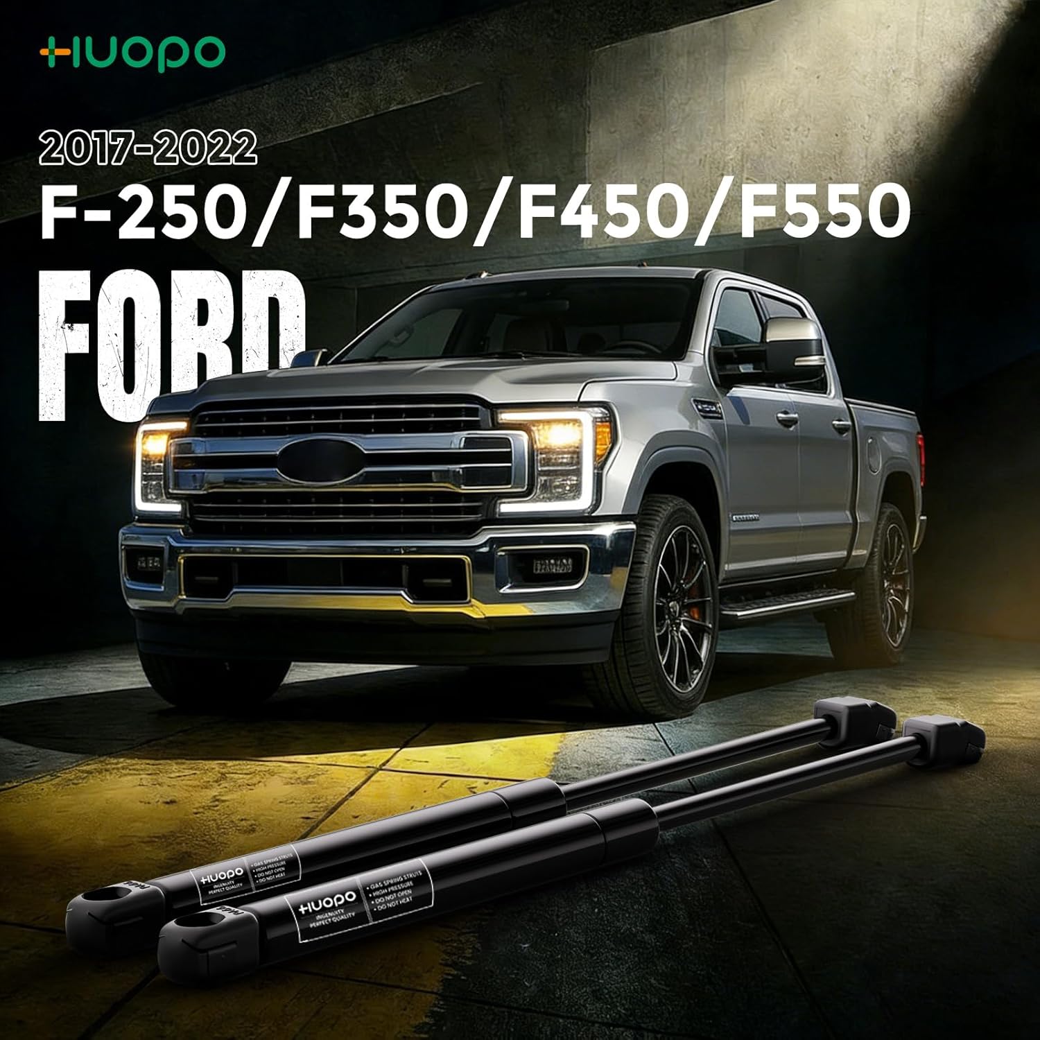HUOPO Hood Struts for Ford F250 F350 Super Duty 2017-2022, Front Hood Shocks Lift Support for F450 F550 Super Duty 2017 2018, OEM Replacement for hc3b-16c826-aa, hc3b-16c827-aa, 2 Pack