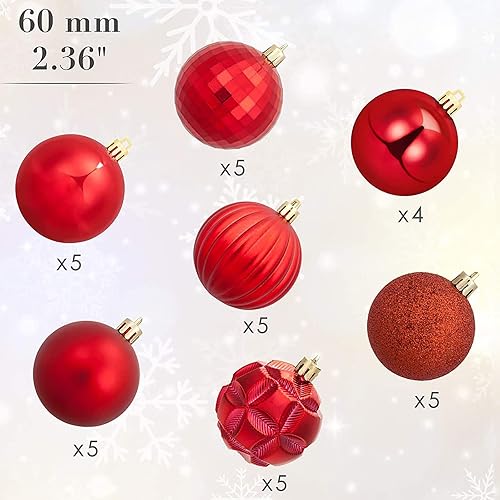 Miniatura 125 de AMS 2.36''/60mm 34ct Christmas Ball Large Ornaments Party Decorations Shatterproof Festival Pendant Hangings for Xmas Tree Decor (60mm, Purple)