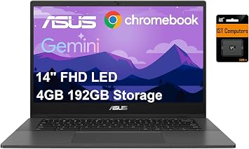 ASUS Chromebook CM14 Laptop, 14" FHD, MediaTek Kompanio 520, 4GB/192GB