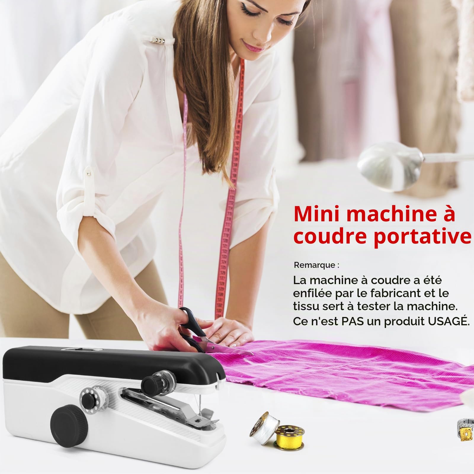 Machine à Coudre Portative Mini Électrique – Couture Rapide | Simple d'Utilisation pour Débutants et Adultes – Adaptée à Tous Tissus, Prêt-à-Porter, Idéale en Voyage