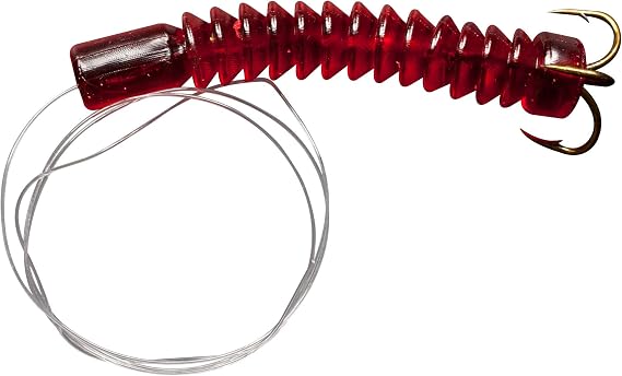 Rod-N-Bobb's Tackle Beacon Catfish Red Dip Bait Worm Treble Hook (3 Pack) - #6 Hook Size