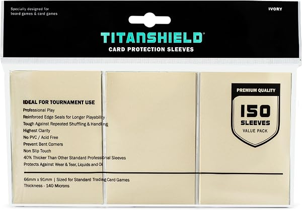 TitanShield Premium Ivory 150 Sleeves Standard Size Board Game Trading Card Sleeves Deck Protector for Magic The Gathering MTG, Baseball Collection, Dropmix - 1