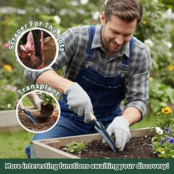 Gardenwind 14Pcs Gardening Tools for Men Gardening Hand Tools with Weeder, Scale, Sawtooth, Cut Rope, Waist Bag,Heavy Duty, Garden Gifts for dad