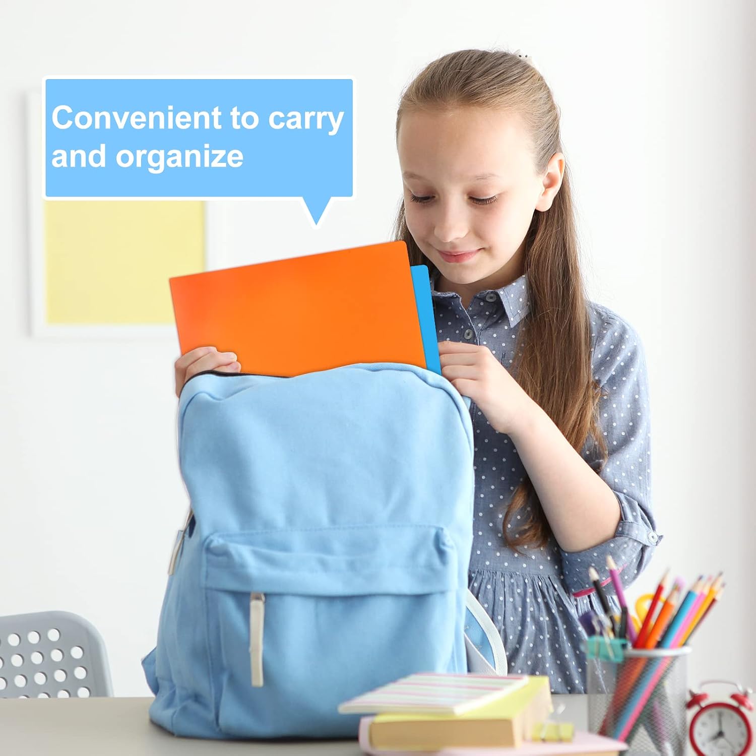 EOOUT 8 Pack Plastic Pocket Folder, Heavy Duty Folders with 4 Pockets for Office and School, Letter Size, 8 Assorted Colors