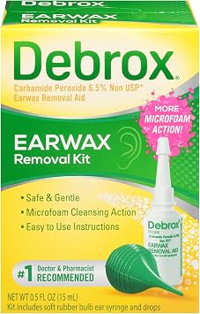 Debrox Ear Wax Removal Drops, Gentle Microfoam Ear Wax Remover, 0.5 Fl Oz & Ear Wax Removal Kit, Ear Cleaning Kit Includes Rubber Bulb Syringe and 0.5 Fl Oz Ear Wax Removal Drops