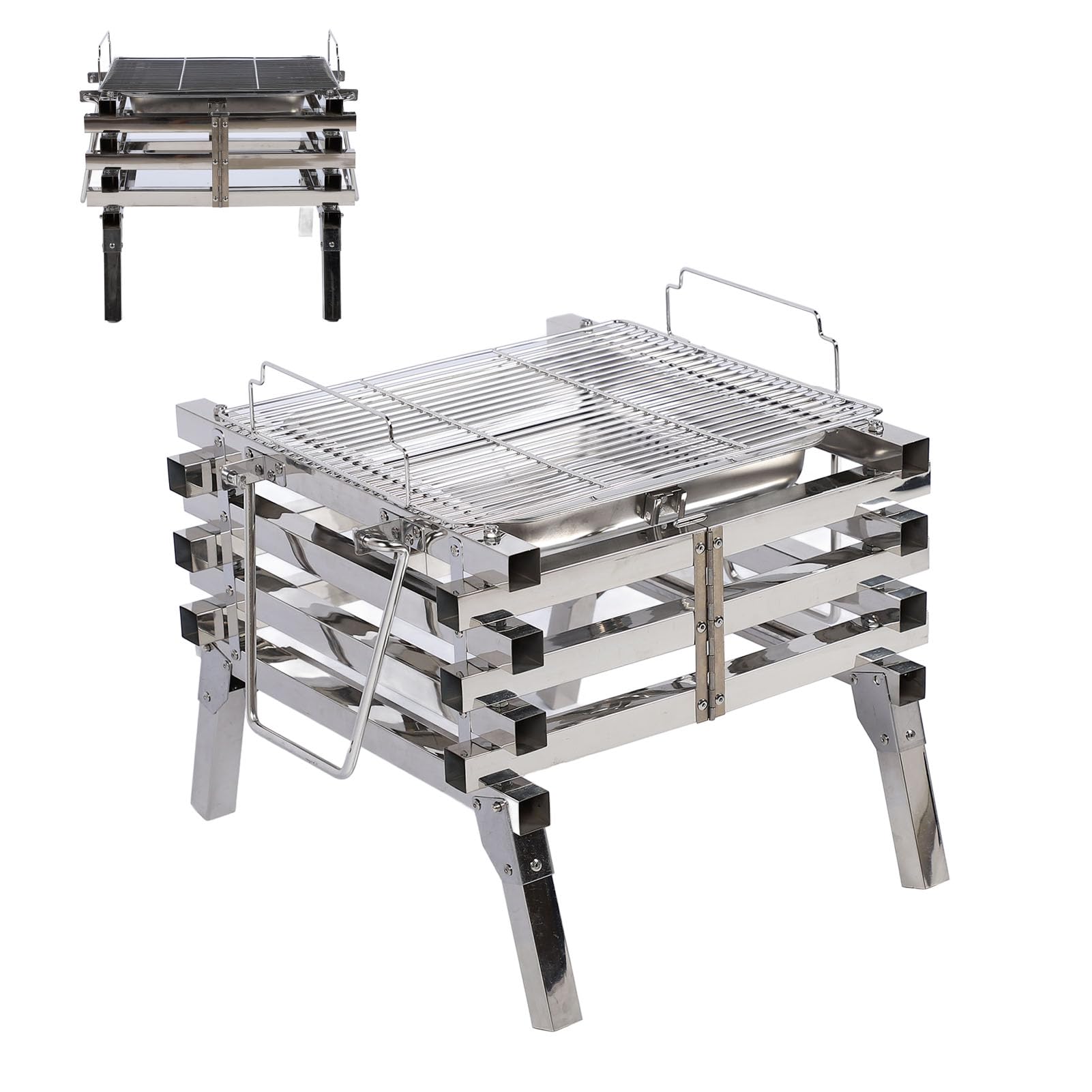 Fdit Barbecue da Campeggio, Griglia Pieghevole a Carbone 33,5 X 41,4 X