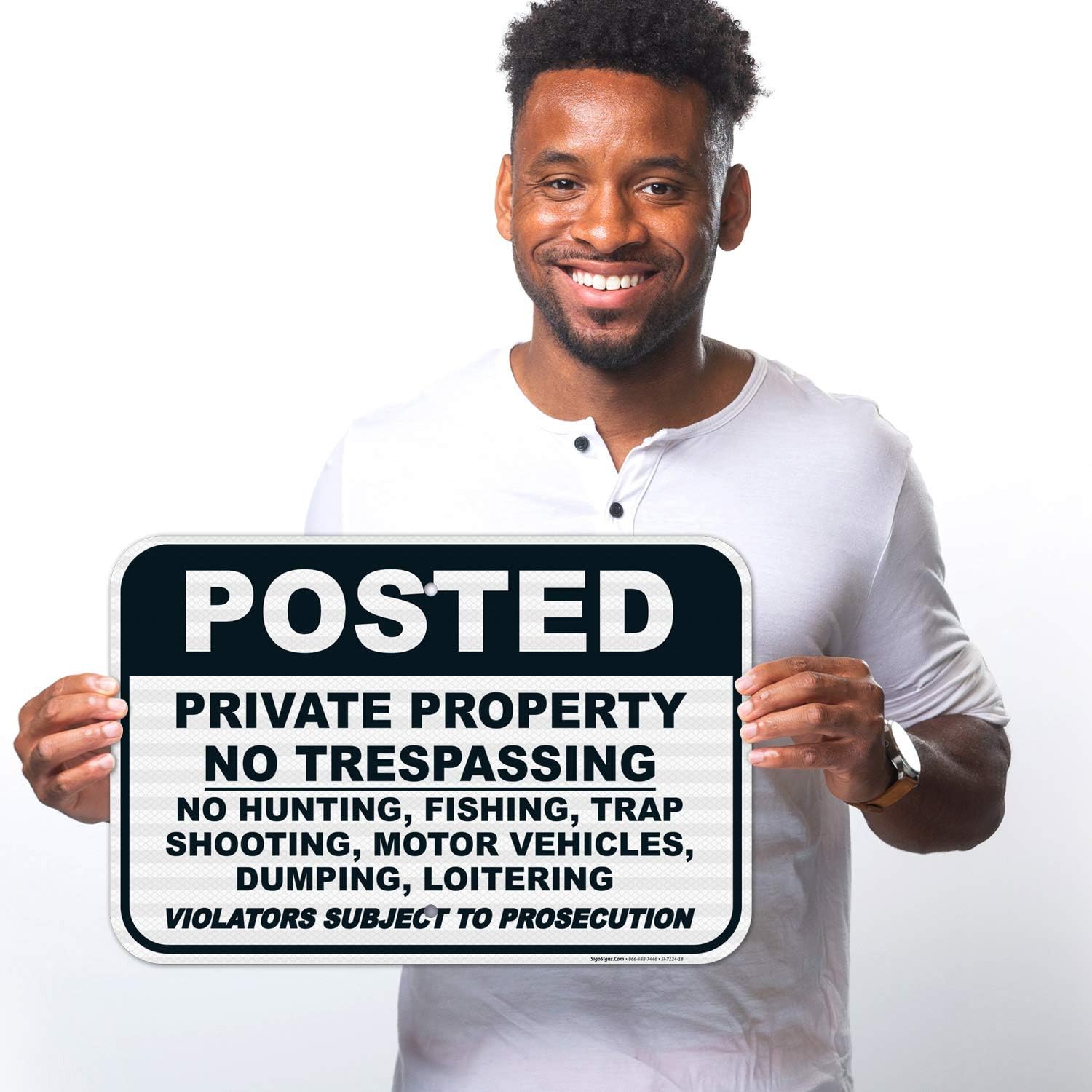Posted Private Property Sign, No Trespassing Sign, 12x18 Inches, 3M EGP Reflective .063 Aluminum, Fade Resistant, Easy Mounting, Indoor/Outdoor Use, Made in USA